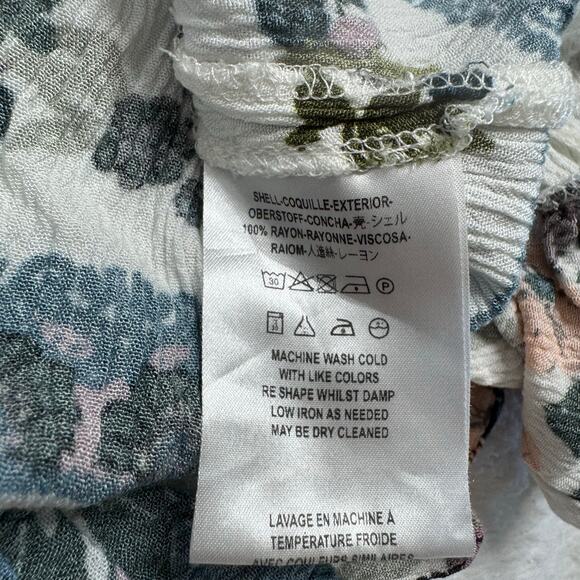 FREE PEOPLE Violet Hill Gauze Mini Dress Tunic in Blue Green White Floral Sz 4 - Picture 7 of 11